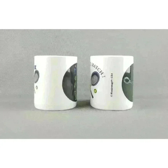 Tennis Player "Game Set Match" Wondermugs Heat Activated Coffee Mug Cup Set of 2 - Picture 4 of 7